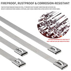 7.9mm Heavy Duty 304 Stainless Steel Zip Ties, Self-Locking Metal Straps for Industrial Machinery & Electrical Installations
