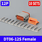 10 Sets Deutsch DT Connector DT06-2S/DT04-2P 2P 3P 4P 6P 8P 12P Waterproof Electrical Connector For car Motor With Pins 22-16AWG