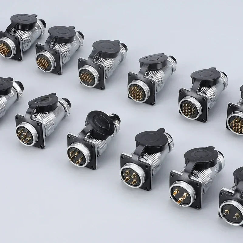 P28 Aviation Connector, Square Flange Socket, Male/Female Circular Butt Joint, 2/3/4/5/7/10/12/14/16/19/20/24 Pin, P28K2Q PLS28