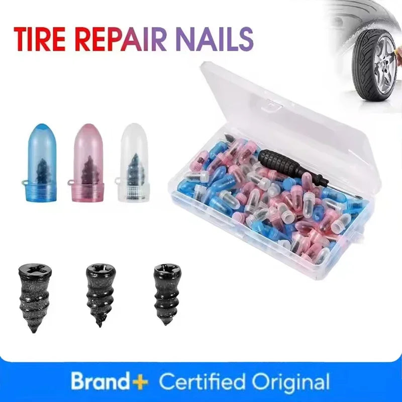 Tire Repair Rubber Nail Car Motorcycle Vacuum Tyre Repair Nails Spiral Rubber Nails Self Service Screw Plug Fast Tool Amagi