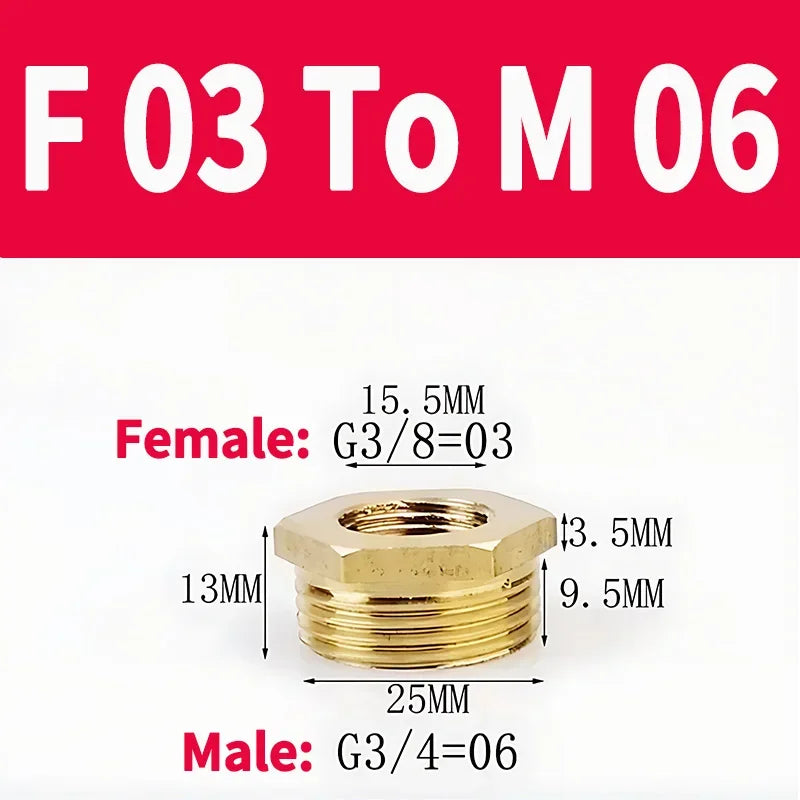 Brass BSP Reducing Hexagon Bushing Adapter Fitting,Male to Female Connector for Fuel,Water,Gas,Oil,1/8" 1/4" 3/8" 1/2" 3/4" 1"