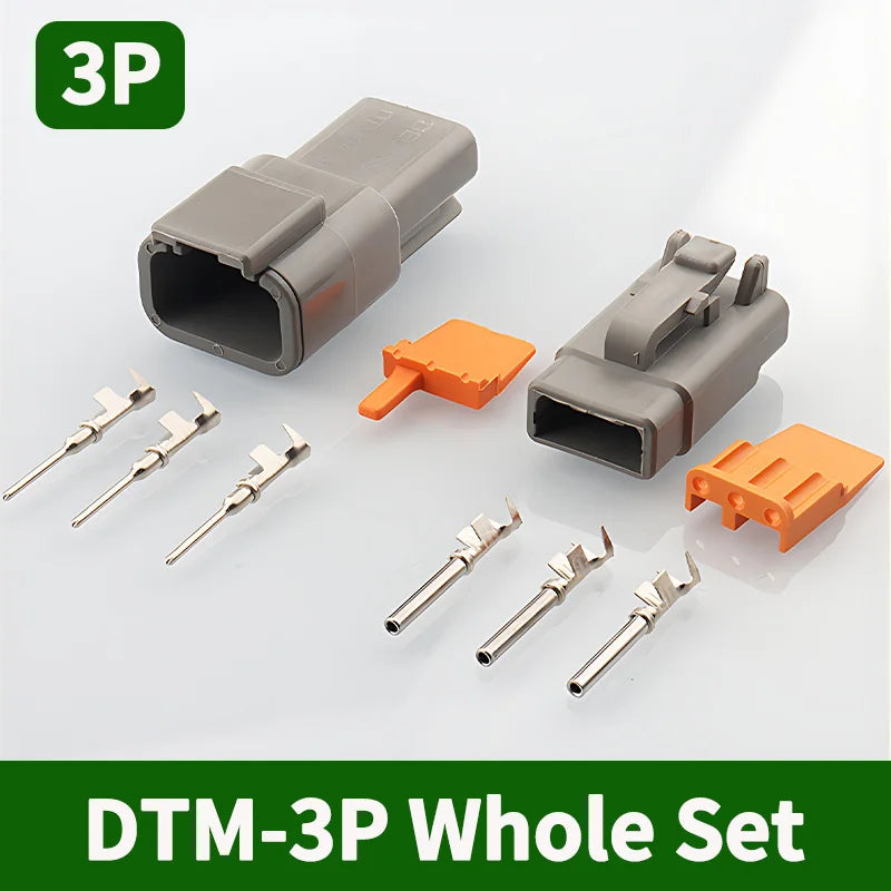 5/20/100 Sets 3 Pin Way Deutsch DTM04-3P DTM06-3S Waterproof Electrical Wire Connector 16-22AWG DTM Series Connector Male Female