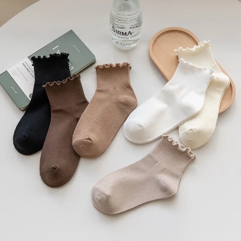 Socks Women's Mid-tude Autumn Fashion Ins Wooden Ear Socks Japanese Pile Pile Socks Preppy Sweet Socks For Women Amagi