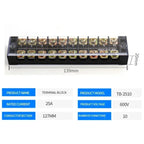 15A/25A/45A 600V Dual Row Barrier Terminal Block TB Series (3-12 Positions) Screw Connector for Electrical Panels TB1503 TB2512