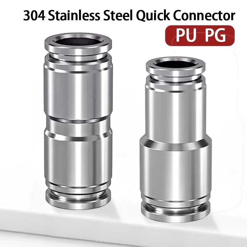 304 Stainless Steel Pneumatic Quick Connect Fitting PG PU 4 6 8 10mm for Air Compressor Gas Pipe Hydraulic Plug-In 10-50PCS