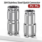 304 Stainless Steel Pneumatic Quick Connect Fitting PG PU 4 6 8 10mm for Air Compressor Gas Pipe Hydraulic Plug-In 10-50PCS