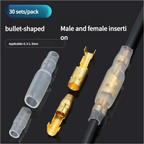 Automobile butt terminal flame retardant sheath diameter 4MM bullet male and female connector wire connector 30 sets
