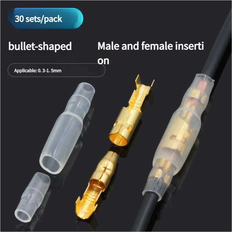 Automobile butt terminal flame retardant sheath diameter 4MM bullet male and female connector wire connector 30 sets