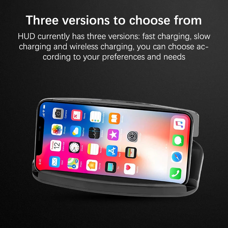 Mobile Phone Holder HUD Car Navigation Projector Head-up Display QI Wireless Charger Car Holder