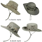 Summer Men Outdoor UV Protection Wide Brim Hiking Hat Mesh Fisherman Hat Beach Sunscreen Cap Summer Bucket Hats Men Amagi