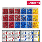 280/480/720/1200pcs Cold Pressed Terminal Kit - Insulated Quick Connect Spade/Ring/Fork Crimp Connectors for Automotive Wiring