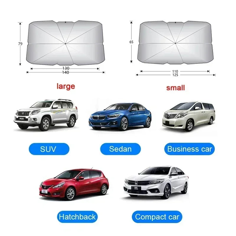 Car Sunshade Umbrella-style Front Glass Sunshade Sunscreen Heat Insulation Cloth Car Windshield Sunshade Umbrella Shade Amagi