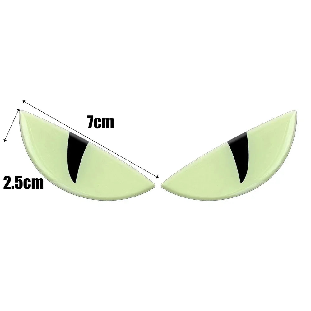 2-6Pcs Luminous Eyes Car Stickers 3D Reflective Demon Cat Eyes Sticker for Auto Motorcycle Night Light Warning Decoration Decals