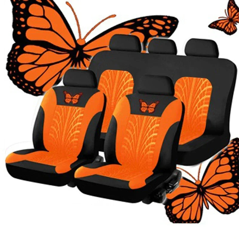 Car Seat Covers Set Universal Fit Most Cars with Butterfly pattern Tire Track Detail Styling Protector covers for the car