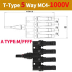 1/5/20/100 Sets PV T Branch Photovoltaic Solar Connector 1000V 30A Male Female 1 To 2/3/4/5/6 PV Plug 2/3/4/5/6IN 1OUT Adapter
