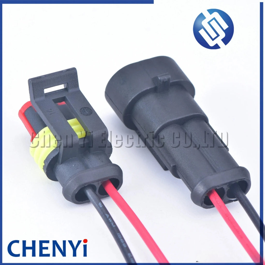 2 Pin Atuo Waterproof Electrical Automotive Connector Plug For car 282104-1 282080-1 with 15cm 18AWG wire
