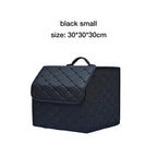 PU Leather Collapsible Car Trunk Organizer Durable Storage Box With White Stitching Vehicle Cargo Carrier With Handles amagi