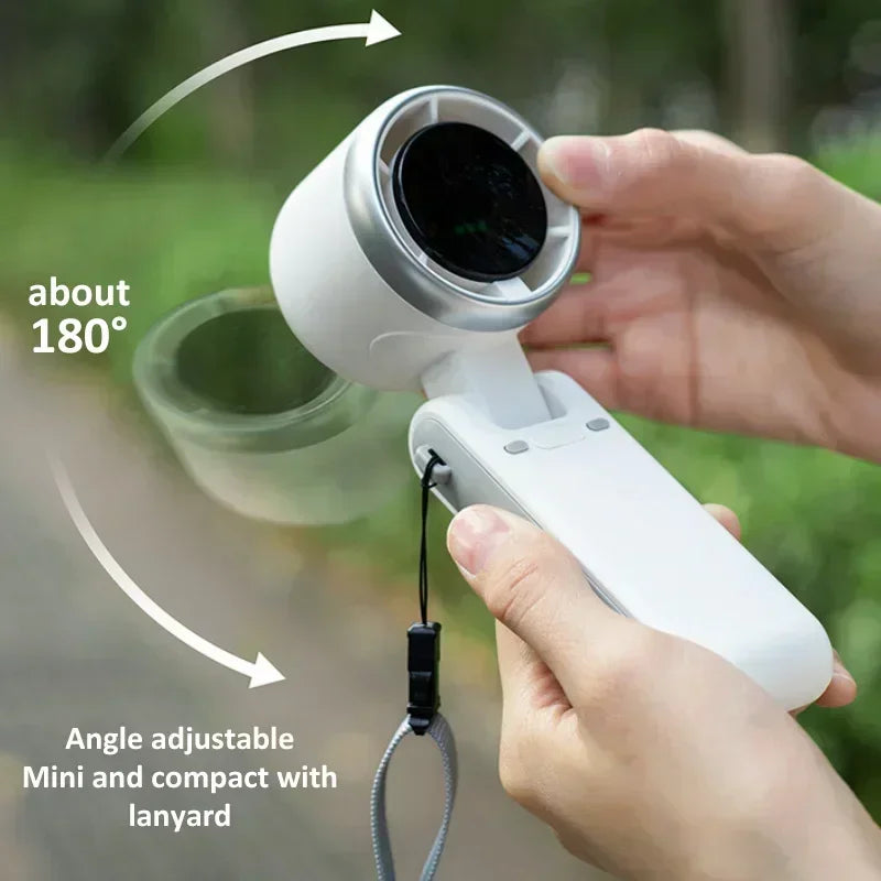 Car Portable Mini Fan 3600mA Rechargeable Battery USB Foldable Handheld Fan Turbo Bladeless Small Pocket Fan for Outdoor Amagi