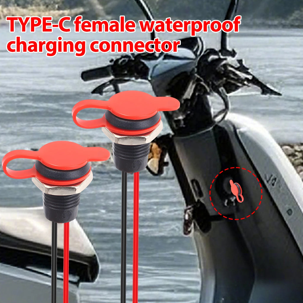 Type-C Female Chassis 2Pin Type-C Female Socket Connector Waterproof Jack Female Charging Port 3A USB-C Charger Plug Socket