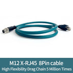 M12 X-Code 8Pin Male to RJ45 Gigabit Ethernet Cable 10Gbps IP67 Shielded - Industrial CAT6A Network Wire for Robotics & Harsh
