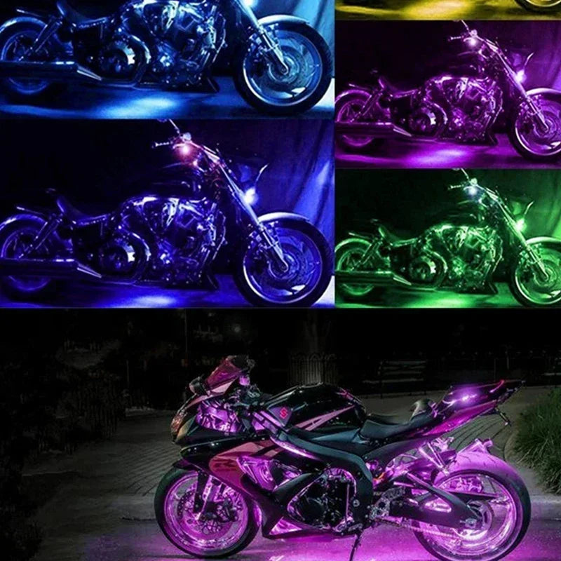Motorcycle Atmosphere Underglow Lights LED Kits App Remote Control RGB Waterproof For Yamaha BMW Harley Suzuki E-bike Amagi