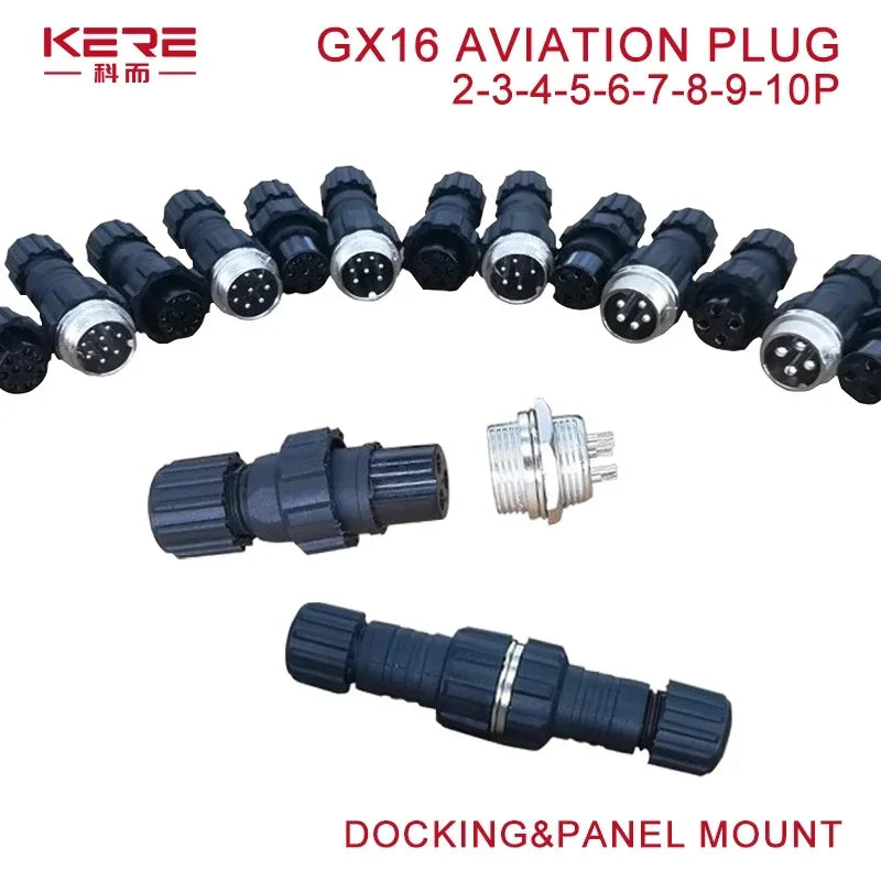 5/20Sets GX16 M16 QL16 16MM Aviation Plug&Socket:Male Female Docking Back Nut Panel Mounted Connector with 2/3/4/5/6/7/8/9 Pins
