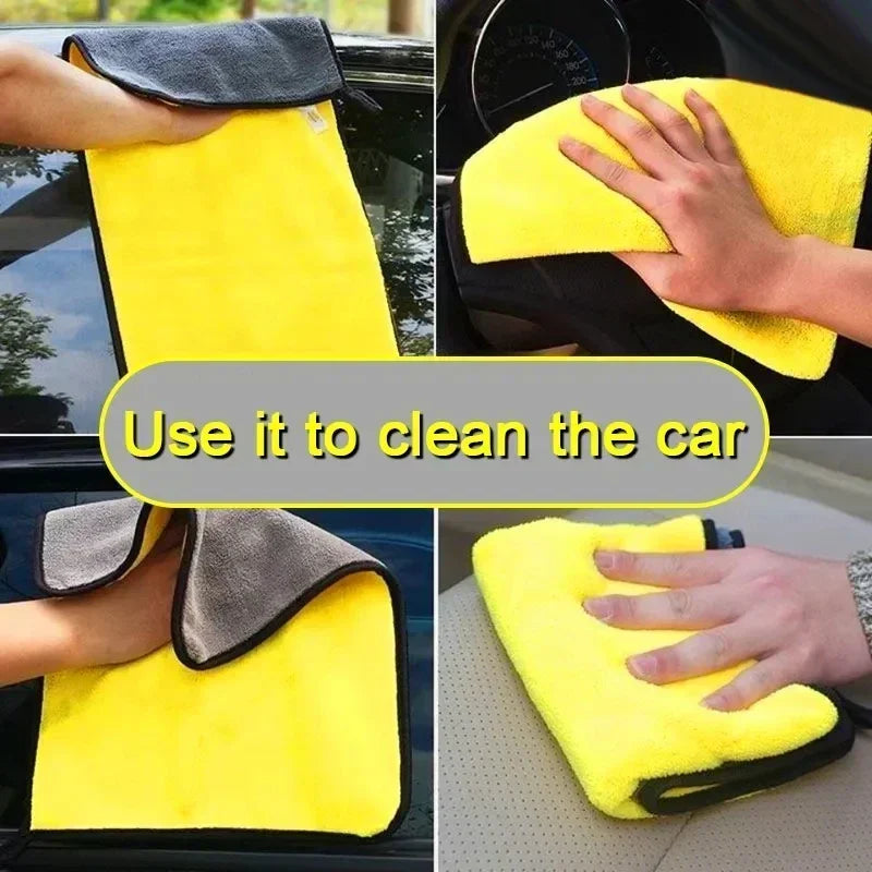 Microfiber Cleaning Towel Thicken Soft Drying Cloth Car Body Washing Towels Double Layer Clean Rags Car Accessories Amagi