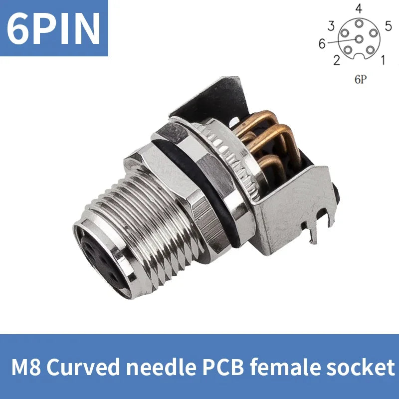 5/10 PCS M8 Straight/Curved Pin Aviation Plug Sensor PCB Bonding Plate Male and Female Socket Waterproof Connector 3/4/5/6/8P