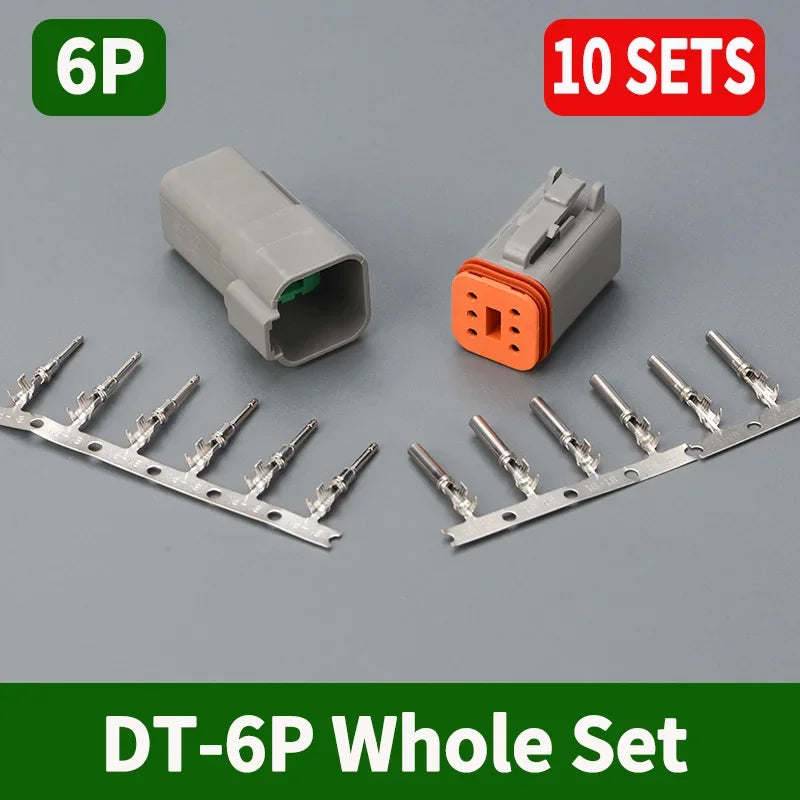 10 Sets Deutsch DT Connector DT06-2S/DT04-2P 2P 3P 4P 6P 8P 12P Waterproof Electrical Connector For car Motor With Pins 22-16AWG