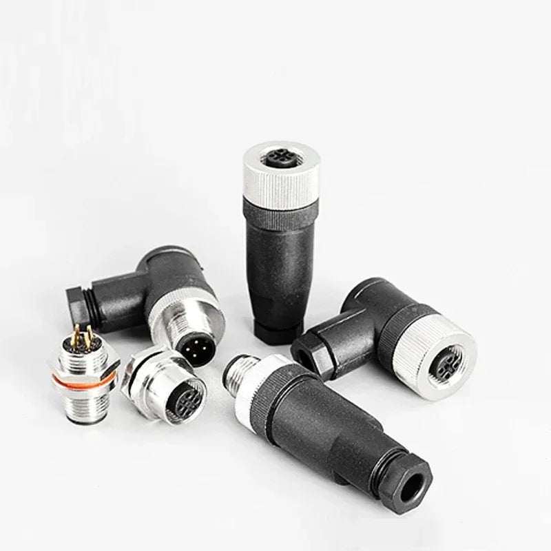 1Pcs M12 12MM Sensor Connector Straight Angle Male Female Waterproof Screw Threaded Plug Coupling 4 5 8 Pin PG7