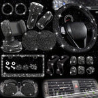 Car Accessories Set 27/4Piece Women Bling Universal Fit Polyester Steering Cover Shiny License Frame Phone Holder Coasters Tools