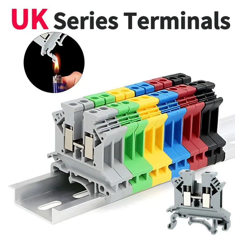 Premium Brass UK Screw Clamp Connector for Wiring, DIN Rail - Mounted,UK1.5N, 2.5B, 3N, 5N, 6N, 10N, 16N, 25N, 35N, 50N