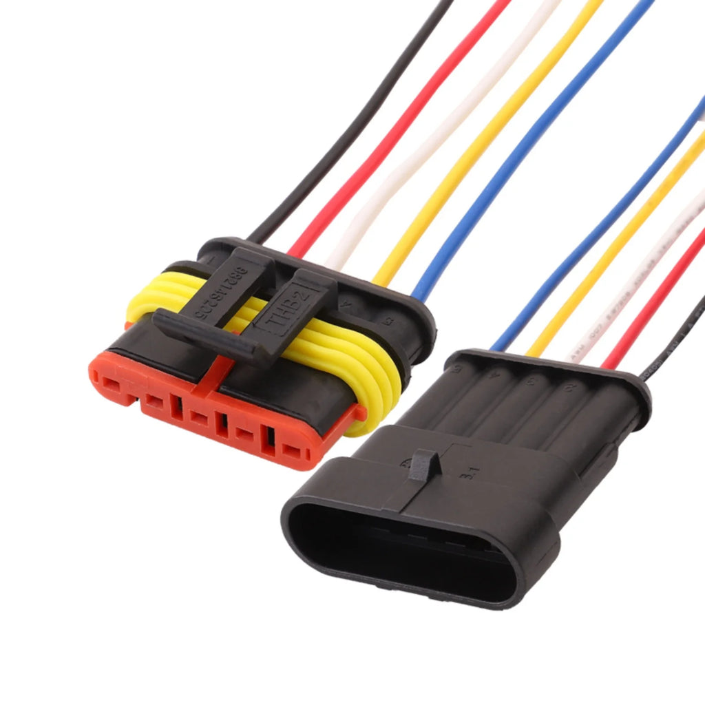 AMP 5-PIN Waterproof 1.8mm Male Female Connectors Plug Wire 18 AWG Harness For Car Motorcycle 282107-1 282089-1