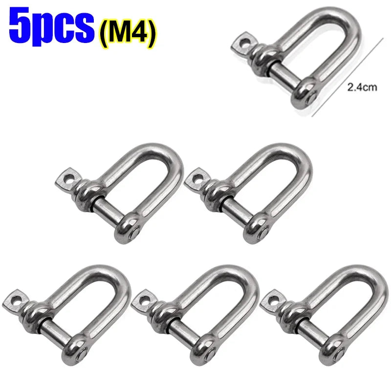 Stainless Steel D Ring Shackle HeavyDuty Ship Rigging Mooring Tow Recovery Clip Boat Vehicle Rope Chain Connector Metal Fastener