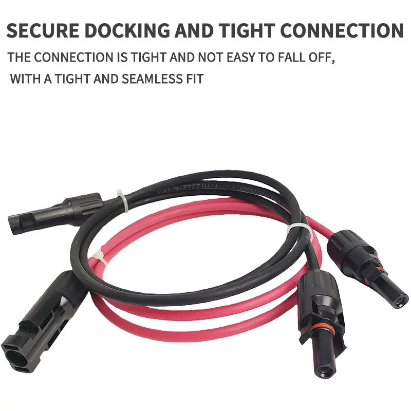 Solar PV Extension Cable Black Red 6mm² 10AWG Wire with DC Male Female Connector Waterproof Plug for Solar Panel System