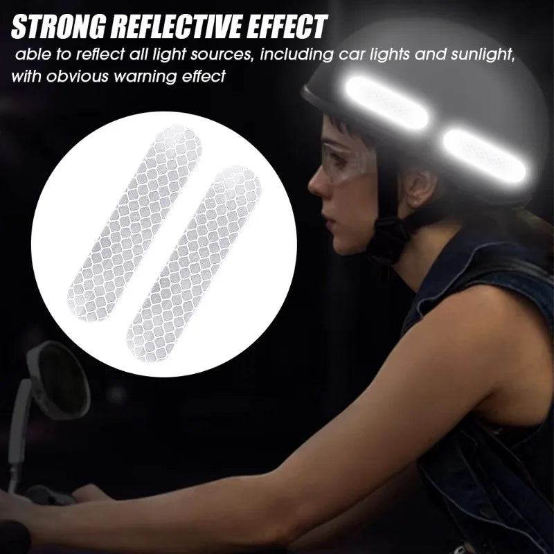 60/10pcs Motorcycle Helmet Reflective Strips Sticker Night Safe Driving Warning Tape General Fluorescent Car Decorative Stickers