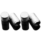4Pcs Black Silver Car Tire Valve Stems Cap Knurling Style Tire Valve Cap Aluminum Tire Wheel Stem Air Valve Cap for US Schrader