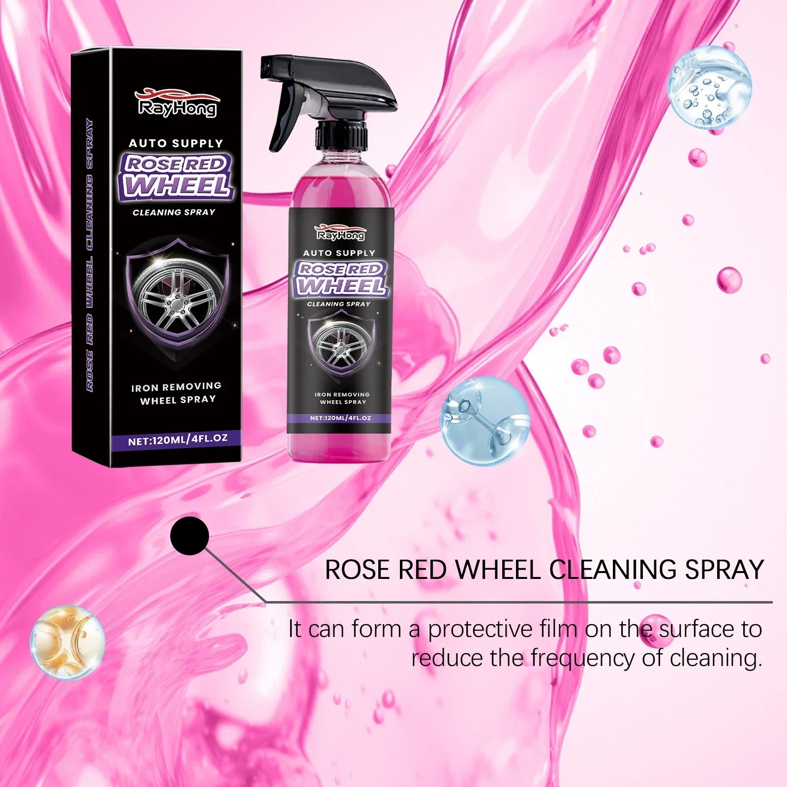 120ml Car Wheel&Tire Cleaner Brake Dust Grime Dirt Remover Alloy Rim Cleaner For Cars/Trucks/Suvs - Non-Corrosive Formula Amagi