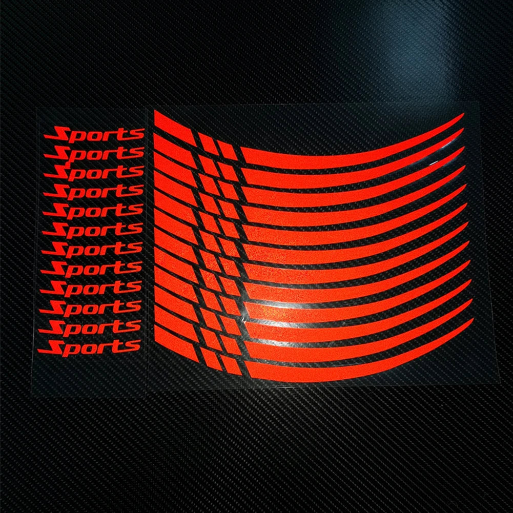 12pcs Motorcycle Bicycle Wheel Rim Stripe Wheel Decal Tape Sticker 18-21 Inch Sport Reflective Rim Tape Tire Stickers