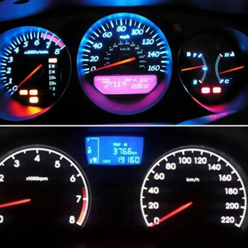 10x Car Instrument Warning Lights White T5 3014 SMD LED Wedge Dashboard Warning Instrument Panel Light Lamps