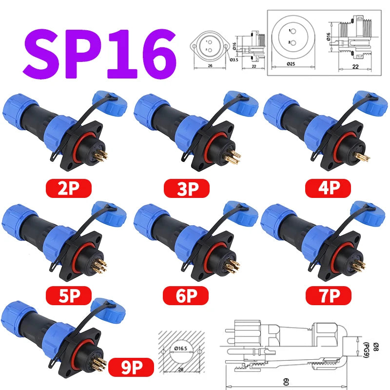 IP68 Waterproof Aviation Connector, Panel Mount Male Female Plug Socket for Industrial Equipment, 2–12 Pin Circular Connector