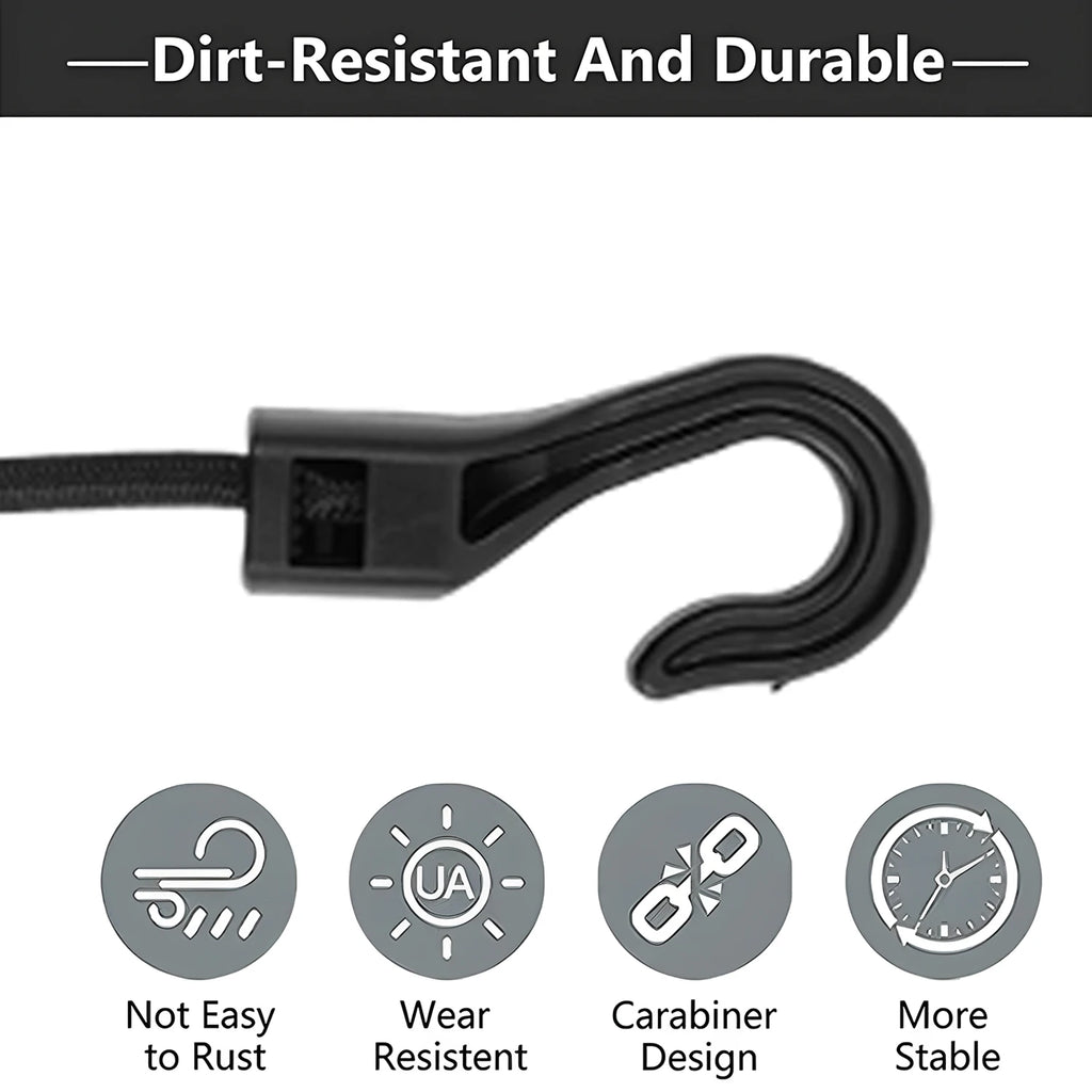 Heavy Duty Bungee Cords with Hooks Elastic Tie Down Straps for Car Roof Rack Motorcycle Luggage Cargo Net Camping Tent Rope