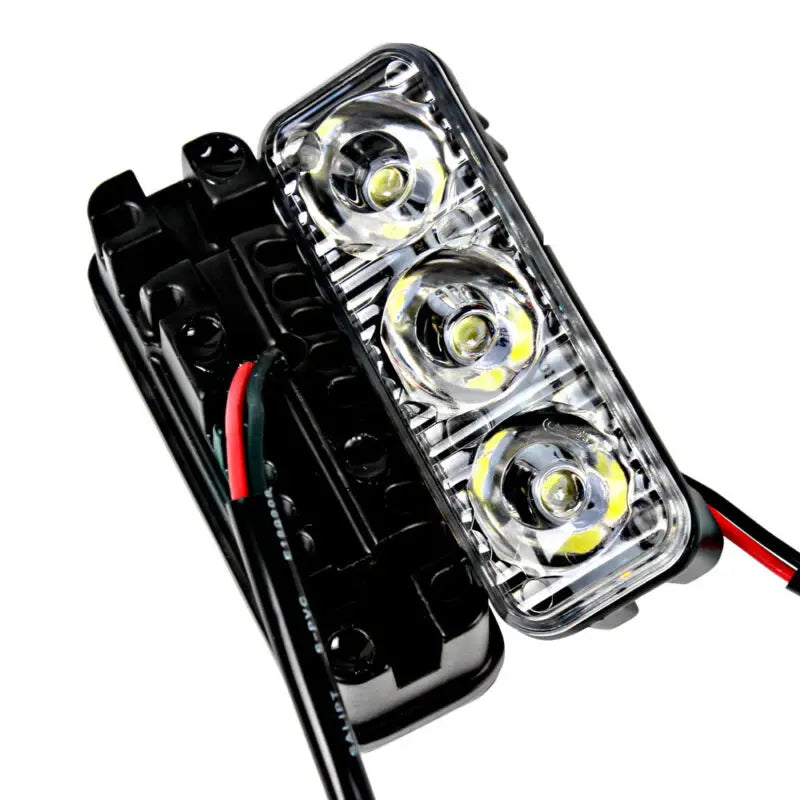2pcs 3LED Car Work Light DRL Spotlight Super White High Power Waterproof Car Daytime Running Light Fog Lamp Driving Lamp