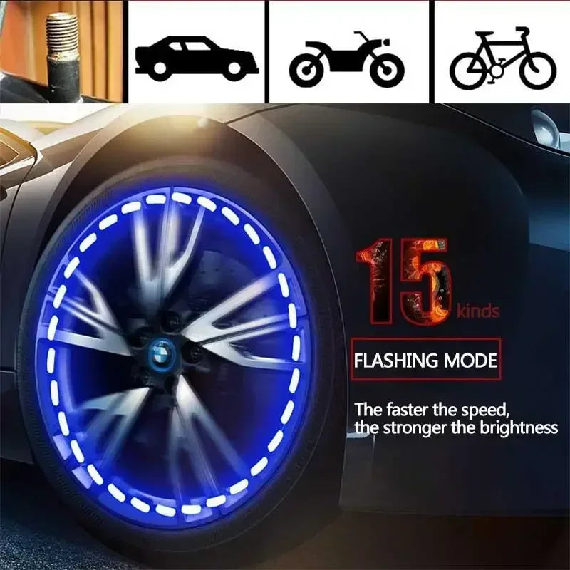 4 LED 13 Mode Car Auto Waterproof Solar Energy Flash Wheel Tire Rim Led Light Lamp Color Automobile Burst Flashing LED Amagi