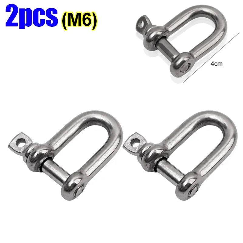 Stainless Steel D Ring Shackle HeavyDuty Ship Rigging Mooring Tow Recovery Clip Boat Vehicle Rope Chain Connector Metal Fastener