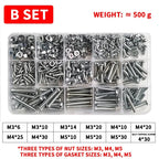 M3-M6 Phillips Pan Head Self-Tapping Screw Assortment Kit with Nuts & Washers - Stainless Steel Fastener Set for DIY/Machinery