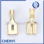 50/100pcs 6.3mm Female Crimp Terminal Connector Gold Brass Gilded Electric Wire Connectors pins Set H62 For Car Relay Speaker