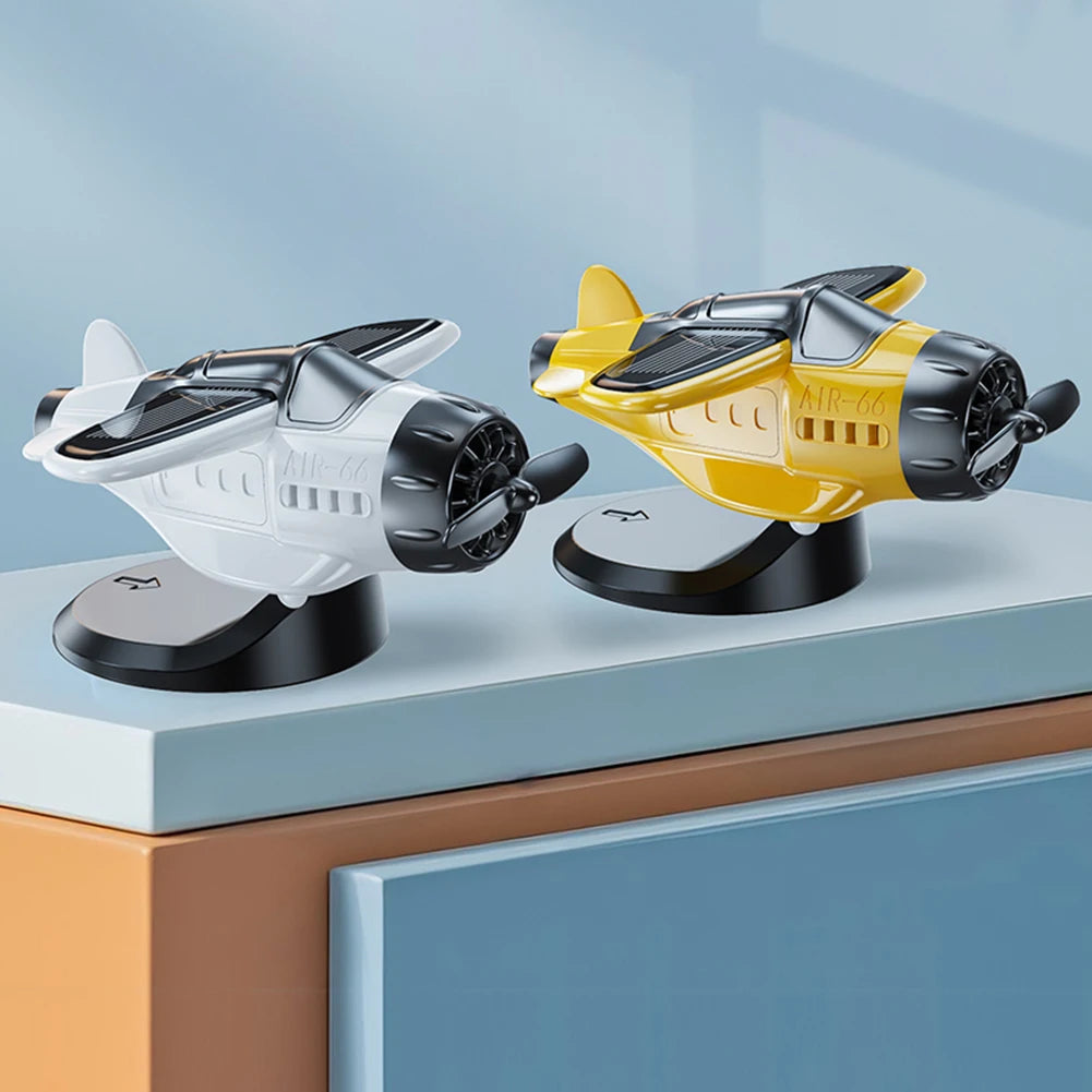 1PC Solar Energy Powered Rotating Propeller Fighter Ornaments Car Solar Decor Auto Interior Decoration Solar Aircraft Model