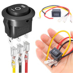 1/2PCS 12V Round Rocker Switch DC SPDT Circle Toggle Switch with Wires for Auto Marine Boat Switches Modified 3 Pin ON Off ON