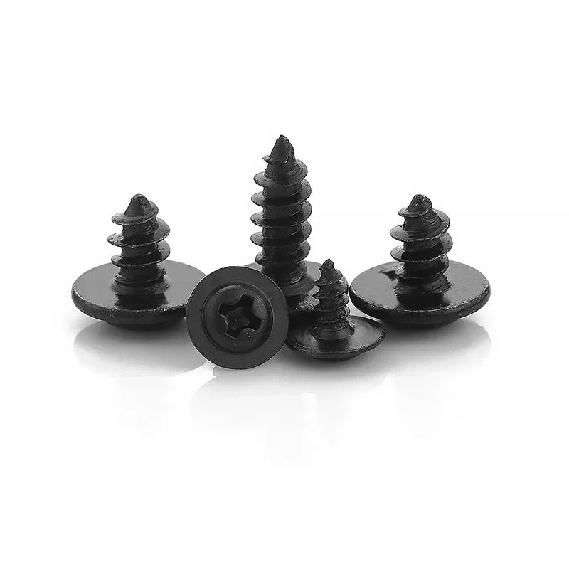 340PCS PWA Cross Self-Tapping Black Screw M3 M3.5 M4 M4.8 Carbon Steel Round Pan Head Tapping Screw with Washer Assortment Kit